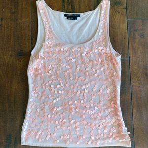 BCBG MaxAzria Pinkish Peach Sequin Tank Top Small
